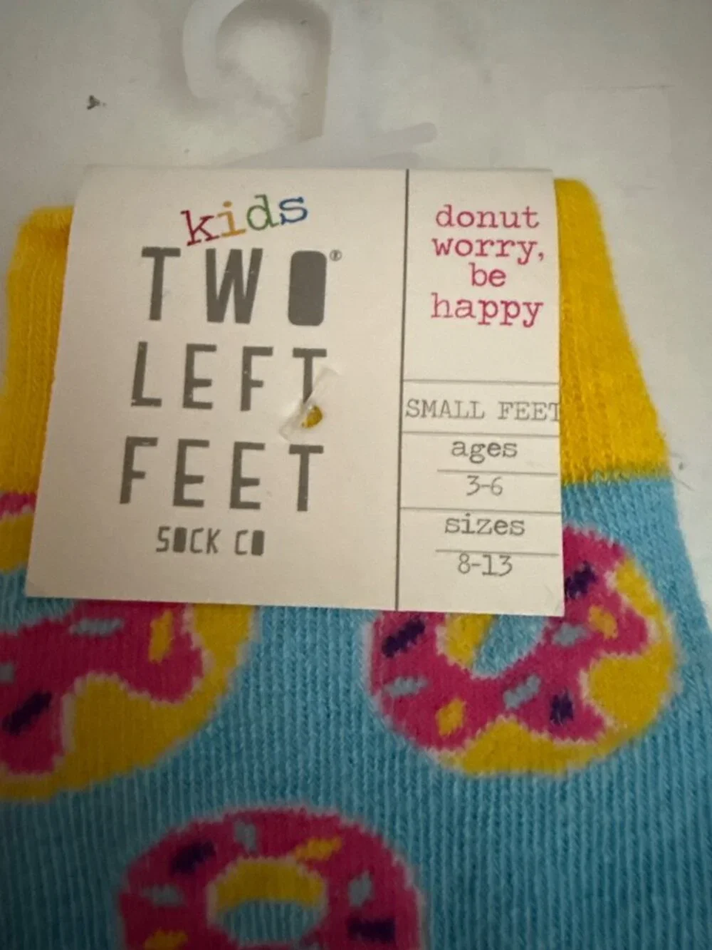 Kids Two Left Feet Donut-Themed Socks Ages 3-6 Shoe Sizes 8-13 Fun Colorful Desi